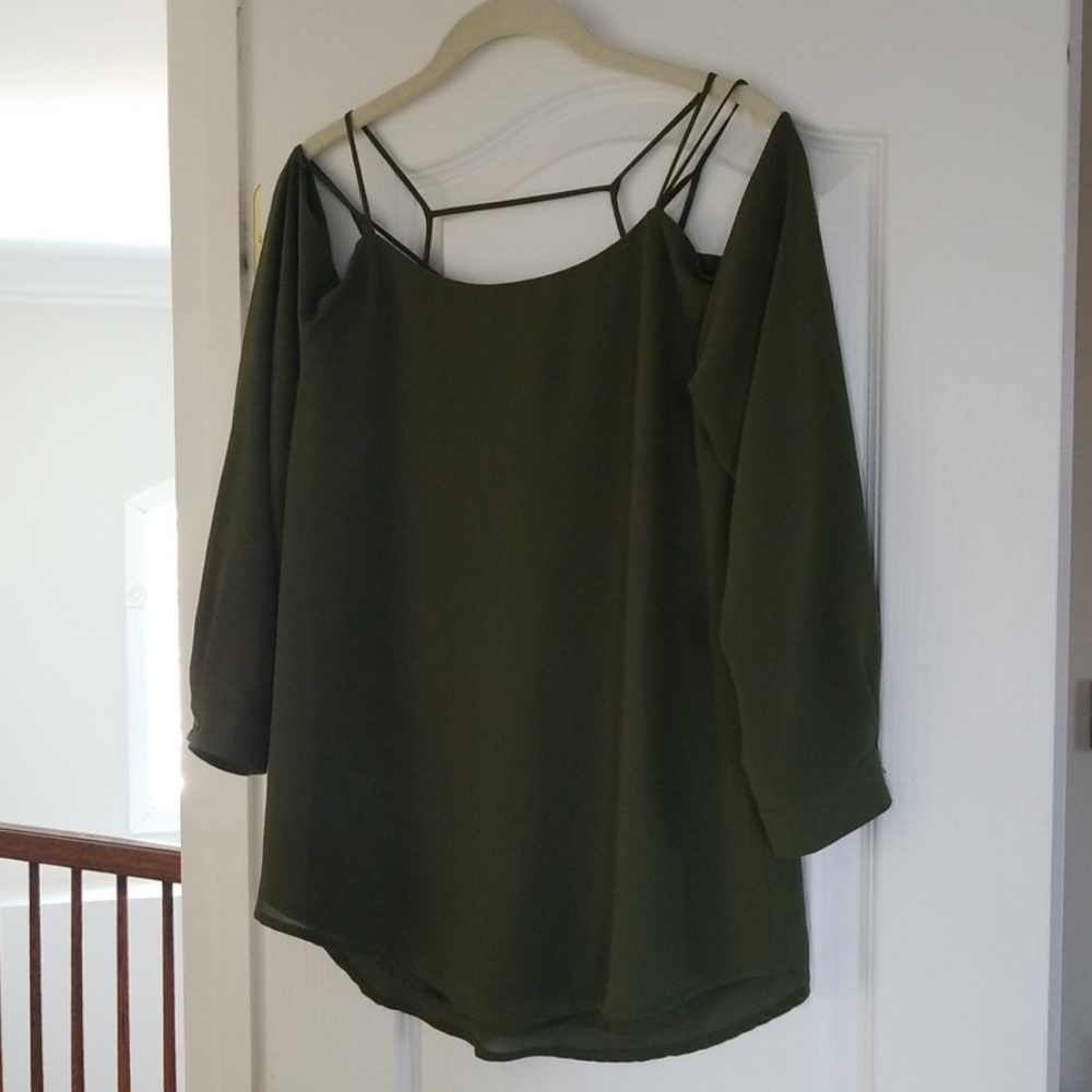Green off the shoulder shirt,  new with tags